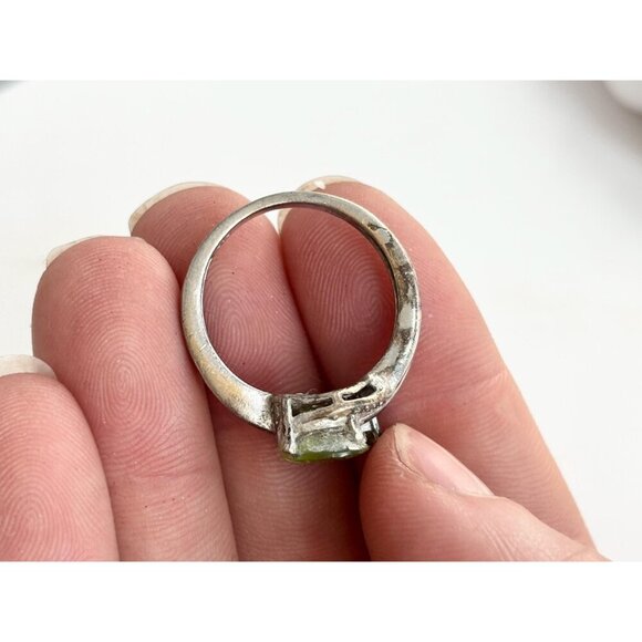 Bypass Shank Peridot Double Oval Multi Gemstone 925 Vintage Ring - sz 8 - Picture 8 of 10